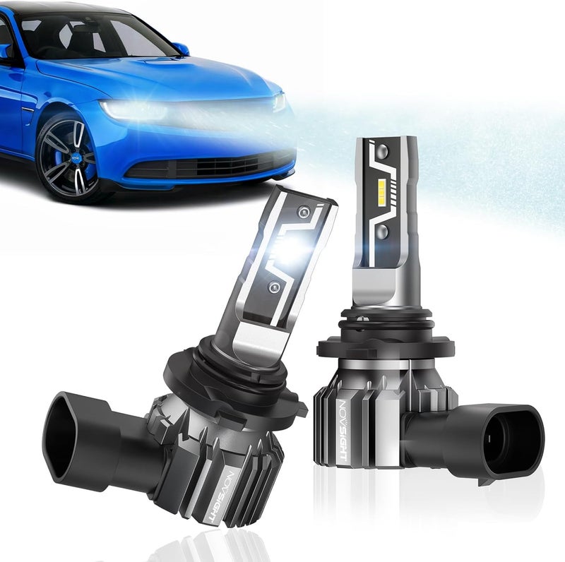 NOVSIGHT مصابيح ضباب LED H11 H8 H16 - 500% ترقية أكثر سطوعًا 6500K أبيض بارد، تصميم 1:1 توصيل وتشغيل، عمر افتراضي 50000+، مصابيح ضباب سيارات H11، عبوة من 2 - Image 1